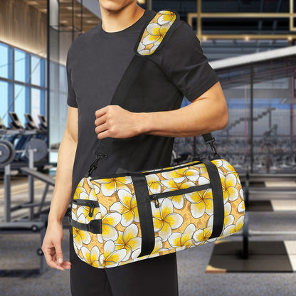 Frangipani Flower Pattern Print Gym Bag