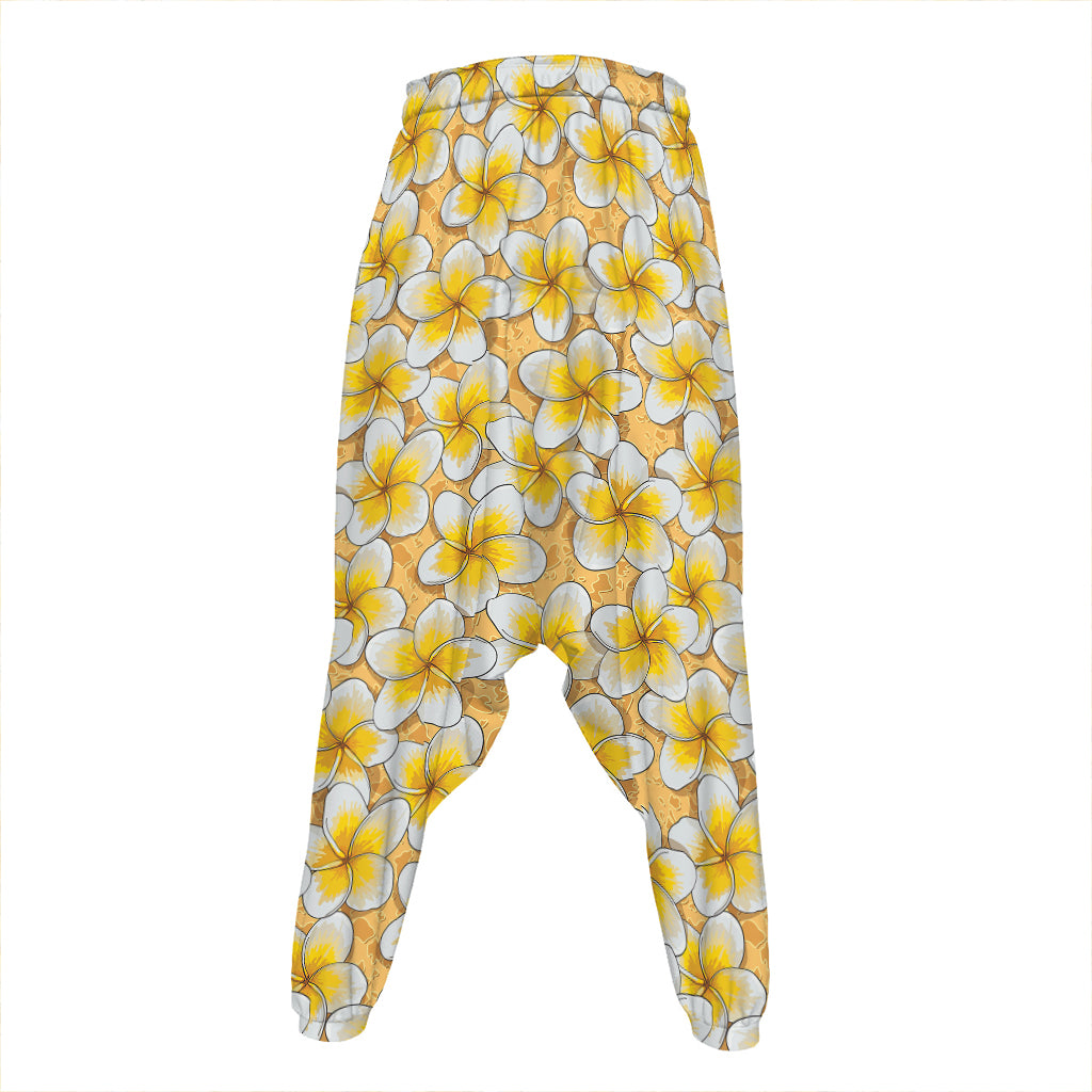 Frangipani Flower Pattern Print Hammer Pants