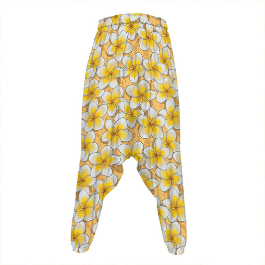 Frangipani Flower Pattern Print Hammer Pants
