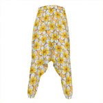 Frangipani Flower Pattern Print Hammer Pants