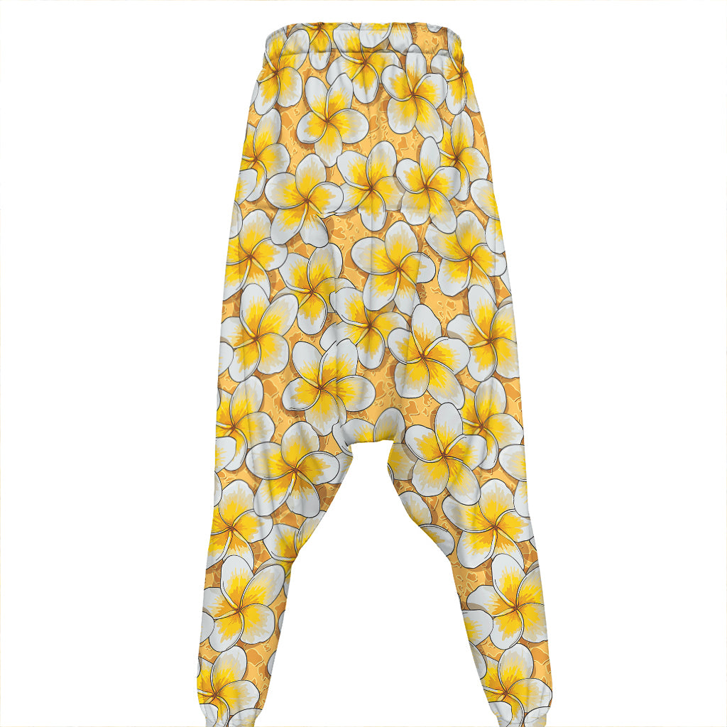 Frangipani Flower Pattern Print Hammer Pants