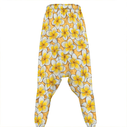 Frangipani Flower Pattern Print Hammer Pants
