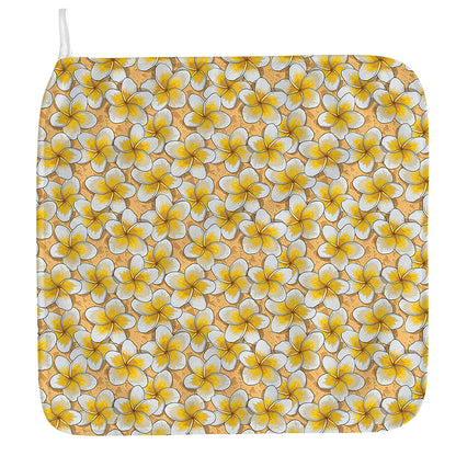Frangipani Flower Pattern Print Hand Towel