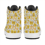 Frangipani Flower Pattern Print High Top Leather Sneakers