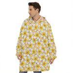 Frangipani Flower Pattern Print Hoodie Blanket