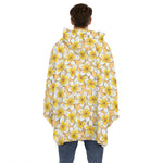 Frangipani Flower Pattern Print Hoodie Blanket