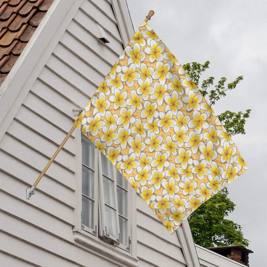 Frangipani Flower Pattern Print House Flag