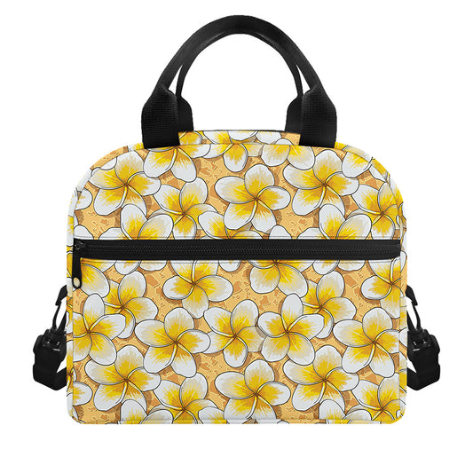 Frangipani Flower Pattern Print Insulated Lunch Bag