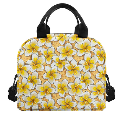 Frangipani Flower Pattern Print Insulated Lunch Bag