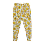 Frangipani Flower Pattern Print Jogger Pants