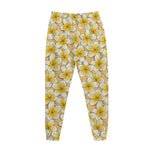 Frangipani Flower Pattern Print Jogger Pants