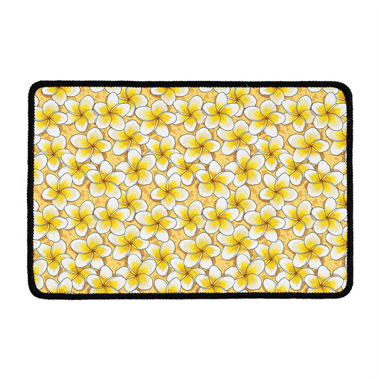 Frangipani Flower Pattern Print Kitchen Mat