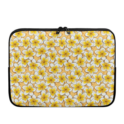 Frangipani Flower Pattern Print Laptop Sleeve