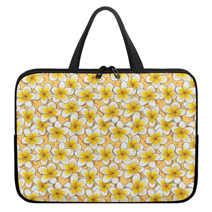 Frangipani Flower Pattern Print Laptop Sleeve With Handle