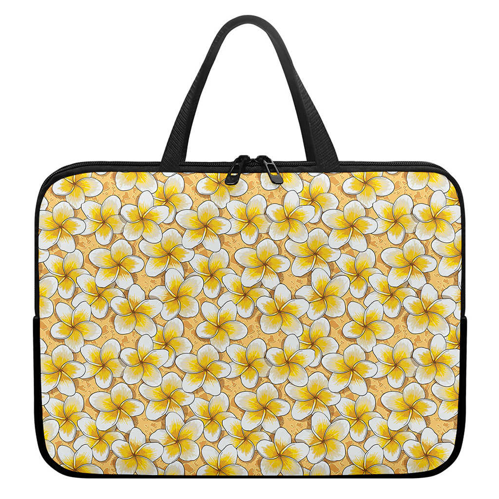 Frangipani Flower Pattern Print Laptop Sleeve With Handle