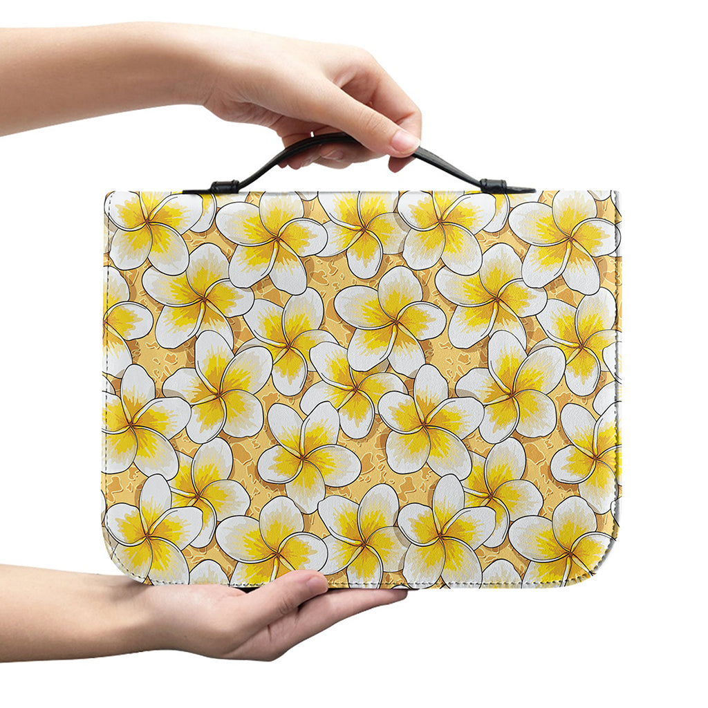 Frangipani Flower Pattern Print Leather Bible Cover
