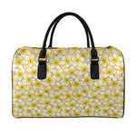 Frangipani Flower Pattern Print Leather Duffle Bag