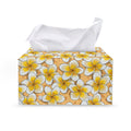 Frangipani Flower Pattern Print Leather Tissue Box Cover
