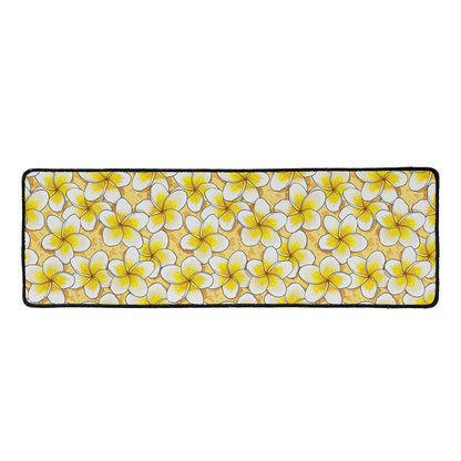 Frangipani Flower Pattern Print Long Kitchen Mat