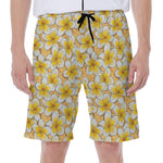 Frangipani Flower Pattern Print Men's Beach Shorts