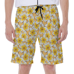 Frangipani Flower Pattern Print Men's Beach Shorts