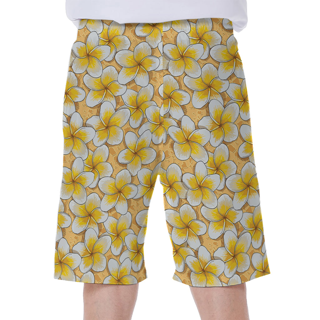 Frangipani Flower Pattern Print Men's Beach Shorts