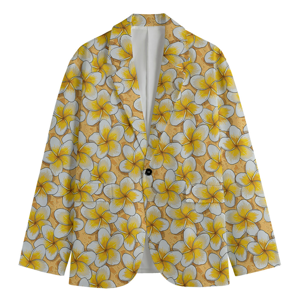 Frangipani Flower Pattern Print Men's Blazer