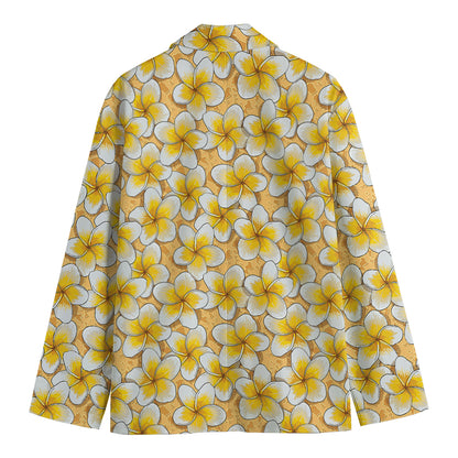 Frangipani Flower Pattern Print Men's Blazer