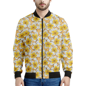 Frangipani Flower Pattern Print Men's Bomber Jacket