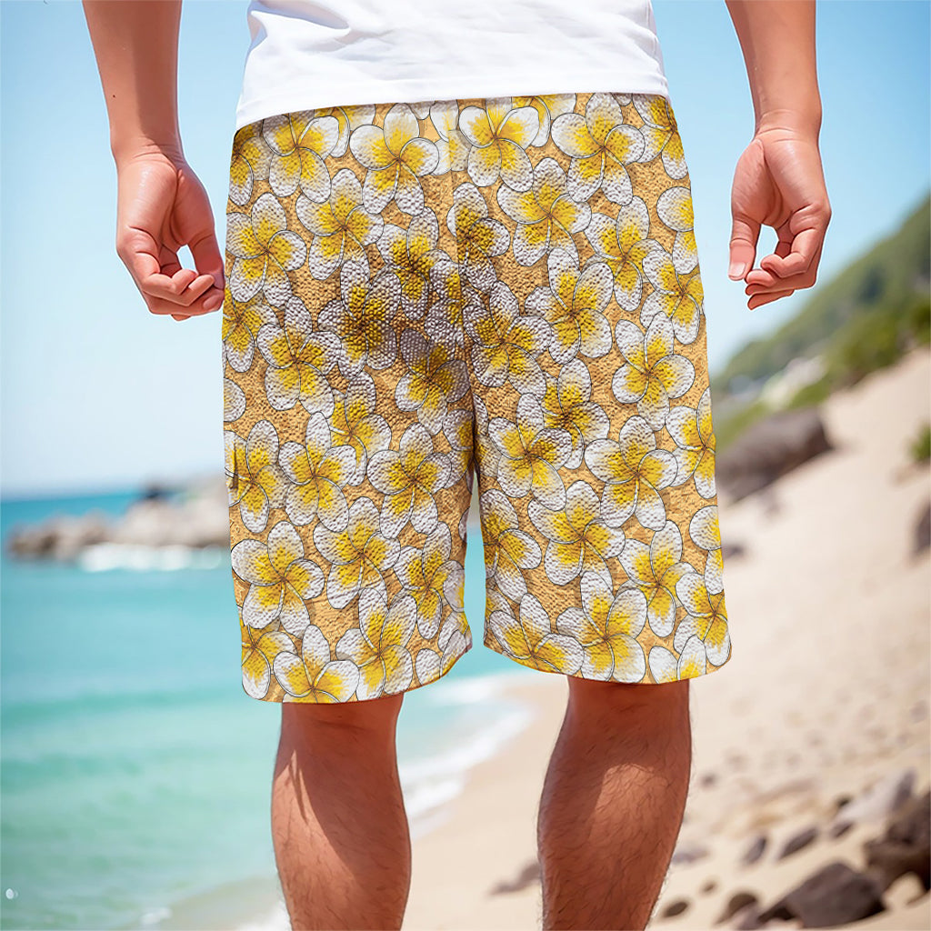 Frangipani Flower Pattern Print Men's Cargo Shorts