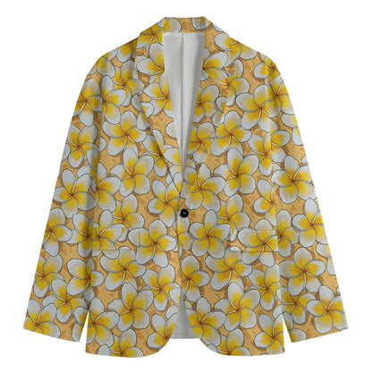 Frangipani Flower Pattern Print Men's Cotton Blazer