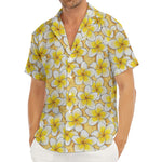Frangipani Flower Pattern Print Men's Deep V-Neck Shirt