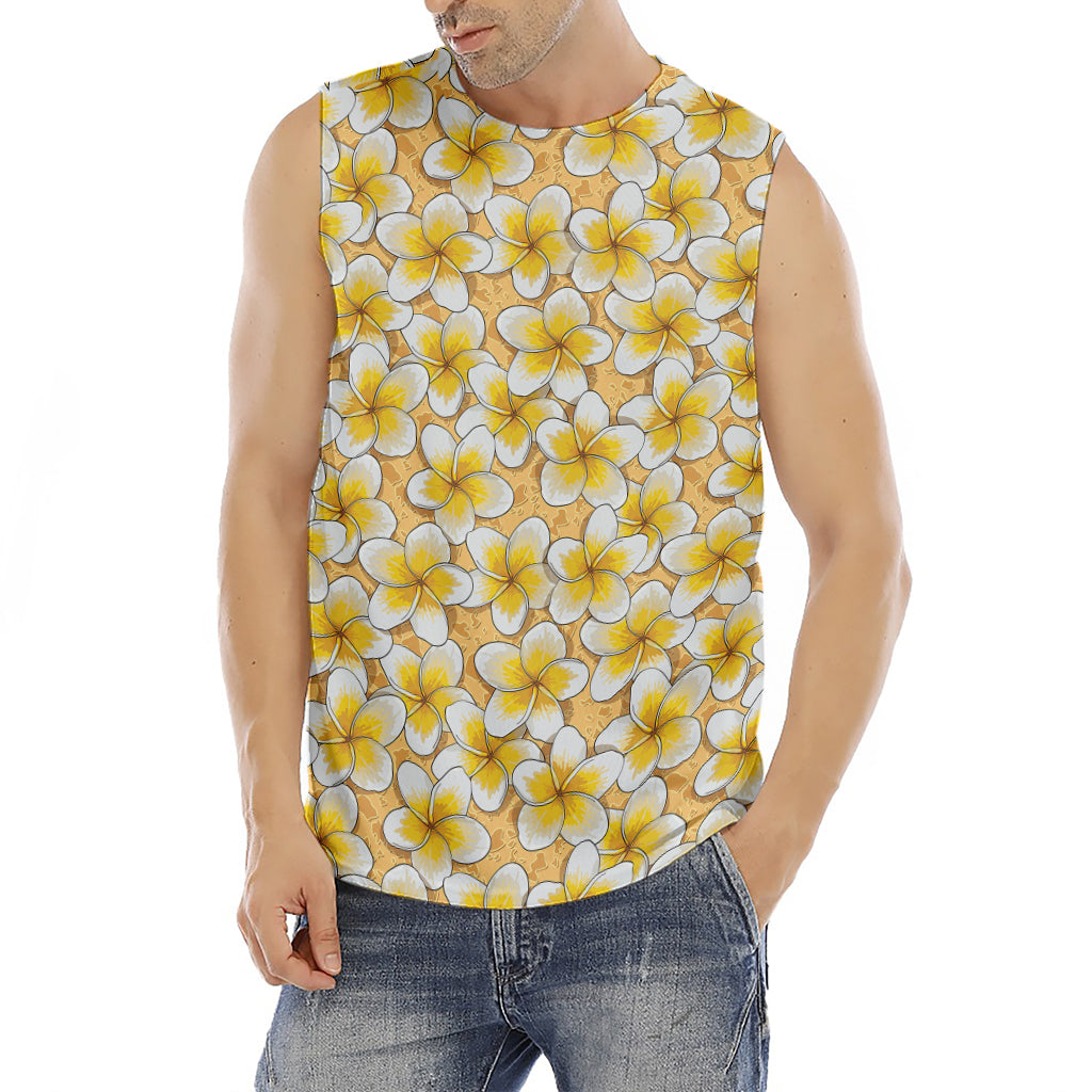 Frangipani Flower Pattern Print Men's Fitness Tank Top