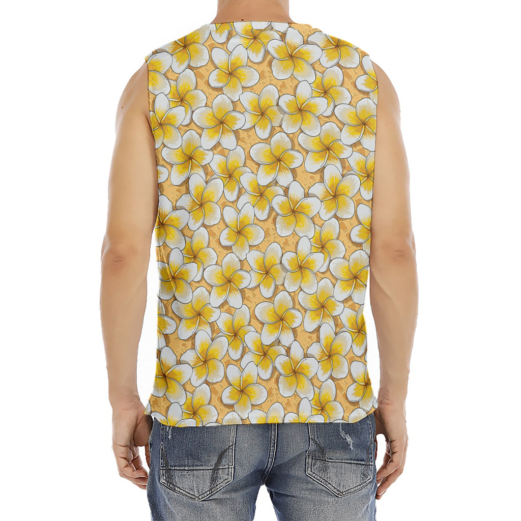 Frangipani Flower Pattern Print Men's Fitness Tank Top