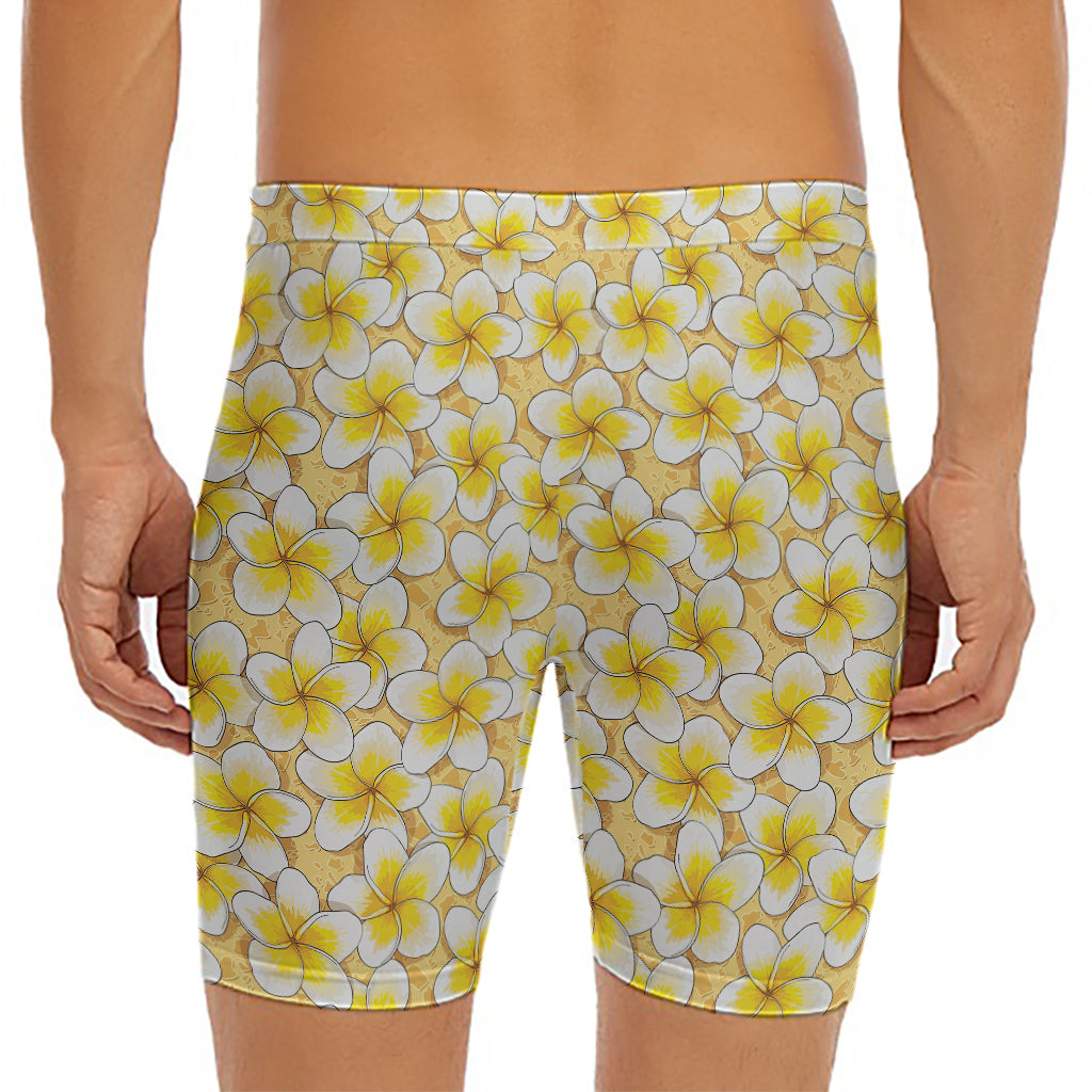 Frangipani Flower Pattern Print Men's Long Boxer Briefs