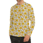 Frangipani Flower Pattern Print Men's Long Sleeve Rash Guard