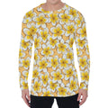 Frangipani Flower Pattern Print Men's Long Sleeve T-Shirt