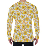 Frangipani Flower Pattern Print Men's Long Sleeve T-Shirt