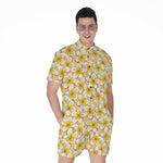 Frangipani Flower Pattern Print Men's Rompers