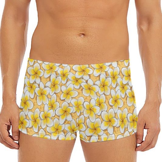 Frangipani Flower Pattern Print Men's Short Boxer Briefs
