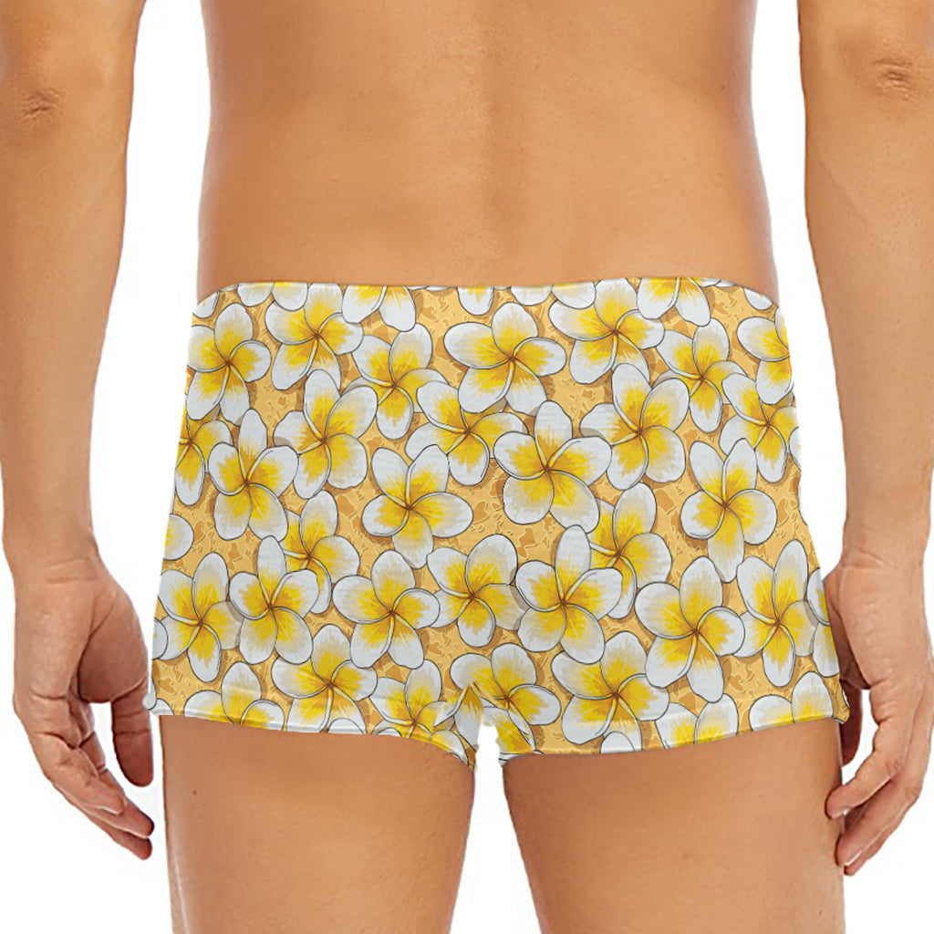 Frangipani Flower Pattern Print Men's Short Boxer Briefs