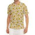 Frangipani Flower Pattern Print Men's Short Sleeve Rash Guard