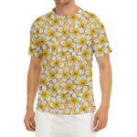 Frangipani Flower Pattern Print Men's Short Sleeve Rash Guard