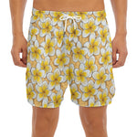Frangipani Flower Pattern Print Men's Split Running Shorts
