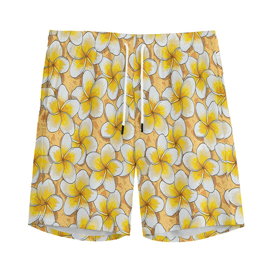 Frangipani Flower Pattern Print Men's Sports Shorts