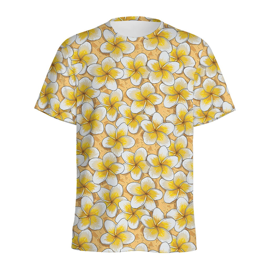 Frangipani Flower Pattern Print Men's Sports T-Shirt