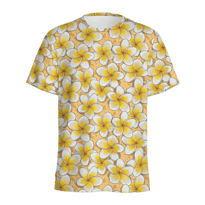 Frangipani Flower Pattern Print Men's Sports T-Shirt