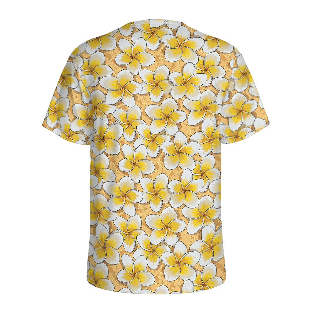 Frangipani Flower Pattern Print Men's Sports T-Shirt