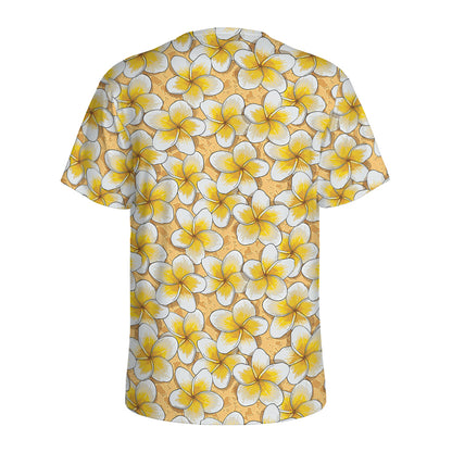 Frangipani Flower Pattern Print Men's Sports T-Shirt