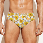 Frangipani Flower Pattern Print Men's Swim Briefs